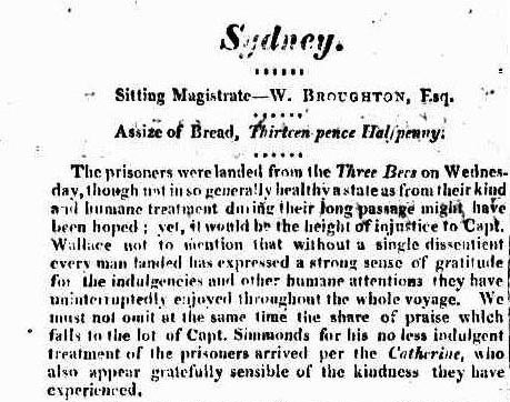Arrival of the convict ship Catherine in 1814 - Sydney Gazette 14 May 1814