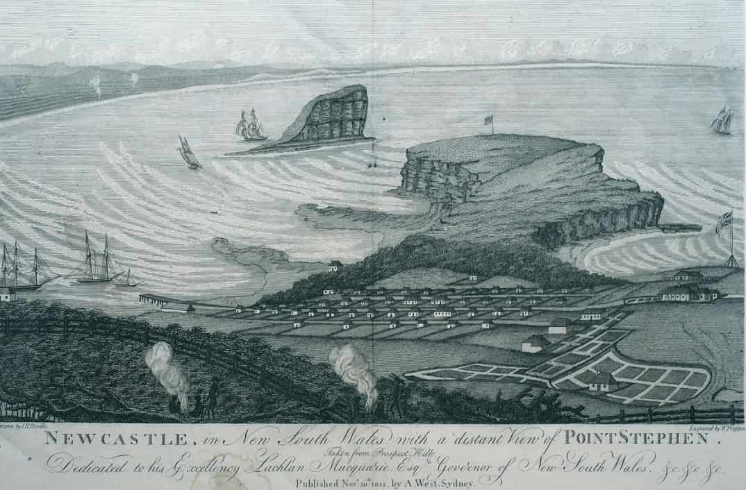 Newcastle in New South Wales with a distant view of Point Stephen taken from Prospect Hill. 1812 by T.R. Browne (176 - 1824) - University of Newcastle. Newcastle Region Art Gallery