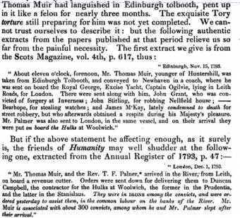 Scottish Martyr Thomas Muir arrived in NSW on the Surprize in 1794