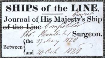 Surgeon's Journal kept by Thomas Hunter on the voyage of the Competitor in 1828